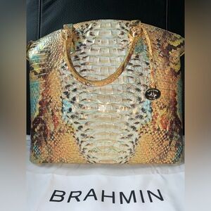 NWT Brahmin Large Duxbury Sunny Viper Ombre Melbourne Leather Satchel